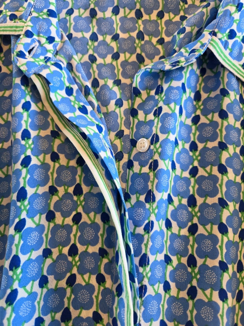 Max Studio maxi dress XS blue/white floral tiered flutter sleeves button down - Picture 9 of 13
